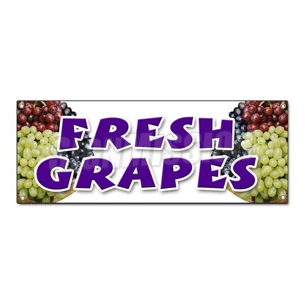 Signmission FRESH GRAPES BANNER SIGN organic picked white purple red green local B-Fresh Grapes - main